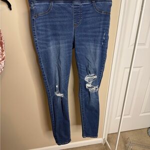 Old Navy Women's Dark Blue Ripped Skinny Jeans